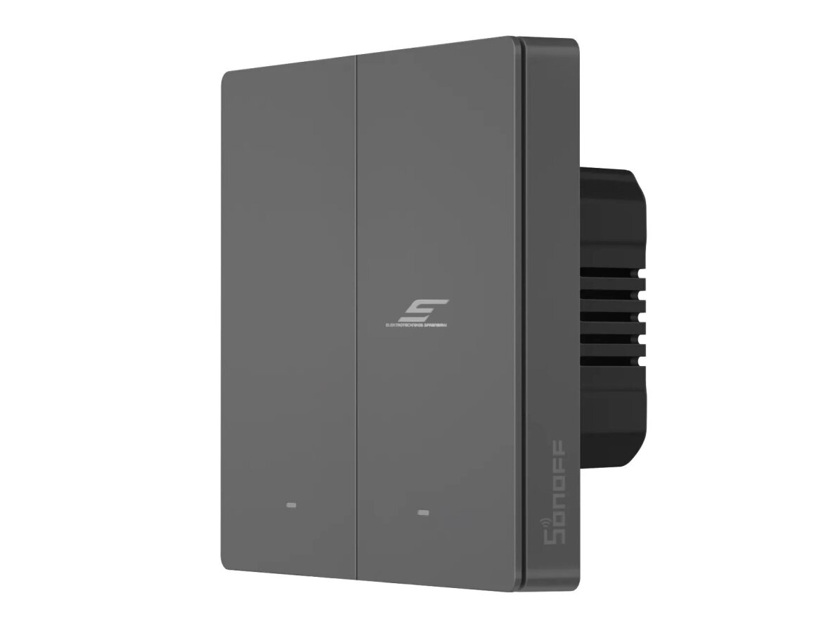 Išmanus | nuotolinis sieninis jungiklis | 2 klavišų | 10A | 2200W | 100-240VAC | juodas | Wi-Fi | SONOFF | M5-2C-86 | 6920075777109