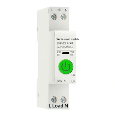 Smart WiFi automatic circuit breaker with energy metering | 1P | 50A | Tuya Smart APP | DIN rail mounting Smart WiFi automatic circuit breaker with energy metering | 1P | 50A | Tuya Smart APP | DIN rail mounting