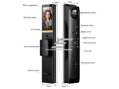 Išmani durų spyna su veido atpažinimu | pirštų antspaudų | IC kortelių skaitytuvu | 418x74x29mm | pilka | TUYA | Wi-Fi Išmani durų spyna su veido atpažinimu | pirštų antspaudų | IC kortelių skaitytuvu | 418x74x29mm | pilka | TUYA | Wi-Fi