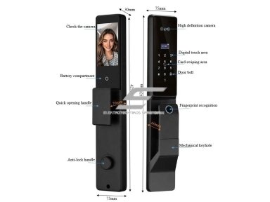 Išmani durų spyna su veido ir delno atpažinimu | pirštų antspaudų | IC kortelių skaitytuvu | 425x75x30mm | juoda | TUYA | Wi-Fi | IP66 Išmani durų spyna su veido ir delno atpažinimu | pirštų antspaudų | IC kortelių skaitytuvu | 425x75x30mm | juoda | TUYA | Wi-Fi | IP66