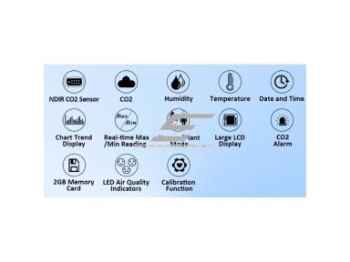 Skaitmeninis | išmanus CO2 | temperatūros | drėgmės | oro kokybės matuoklis | jutiklis | 5VDC | 0-5000PPM | 0...+50°C | 0...95%H | 3 in 1 | Tuya | juodas Skaitmeninis | išmanus CO2 | temperatūros | drėgmės | oro kokybės matuoklis | jutiklis | 5VDC | 0-5000PPM | 0...+50°C | 0...95%H | 3 in 1 | Tuya | juodas