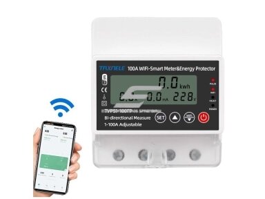 Modulinis | išmanus | skaitmeninis elektros energijos skaitiklis saulės baterijoms | 1F | 1-100A | 230VAC | DIN | Wi-Fi | TUYA Modulinis | išmanus | skaitmeninis elektros energijos skaitiklis saulės baterijoms | 1F | 1-100A | 230VAC | DIN | Wi-Fi | TUYA