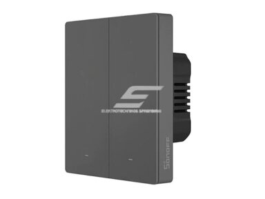 Išmanus | nuotolinis sieninis jungiklis | 2 klavišų | 2x5A | 2200W | 100-240VAC | juodas | Wi-Fi | SONOFF | M5-2C-80 | 6920075777079