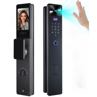 Smart door lock with face and palm recognition | fingerprint scanner | IC card reader | 420x75x35mm | black | TUYA | Wi-Fi Smart door lock with face and palm recognition | fingerprint scanner | IC card reader | 420x75x35mm | black | TUYA | Wi-Fi