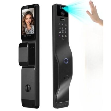 Smart door lock with face and palm recognition | fingerprint | IC card reader | 423x70x40mm | black | TUYA | Wi-Fi Smart door lock with face and palm recognition | fingerprint | IC card reader | 423x70x40mm | black | TUYA | Wi-Fi