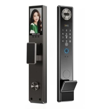 Smart door lock with face and palm recognition | fingerprint | IC card reader | 420x75x30mm | black | TUYA | Wi-Fi | IP66 Smart door lock with face and palm recognition | fingerprint | IC card reader | 420x75x30mm | black | TUYA | Wi-Fi | IP66