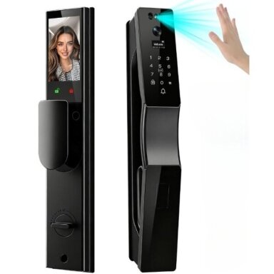 Smart door lock with face and palm recognition | fingerprint | IC card reader | 420x78mm | black | TUYA | Wi-Fi Smart door lock with face and palm recognition | fingerprint | IC card reader | 420x78mm | black | TUYA | Wi-Fi