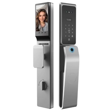 Smart door lock with face and palm recognition | fingerprint | IC card reader | 430x74x37mm | silver | TUYA | Wi-Fi | IP66 Smart door lock with face and palm recognition | fingerprint | IC card reader | 430x74x37mm | silver | TUYA | Wi-Fi | IP66
