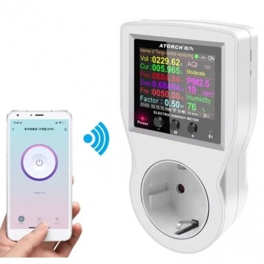 Smart | digital power control socket with humidity | CO2 | temperature sensors | 16A | 3680W | 230V | Wi-Fi | TUYA | Smart Life Smart | digital power control socket with humidity | CO2 | temperature sensors | 16A | 3680W | 230V | Wi-Fi | TUYA | Smart Life