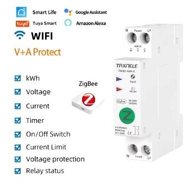 Smart circuit breaker | with overcurrent | surge protection | Wi-Fi remote controlled | 1P | 63A | 230V | TUYA | ZigBee Smart Smart circuit breaker | with overcurrent | surge protection | Wi-Fi remote controlled | 1P | 63A | 230V | TUYA | ZigBee Smart