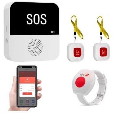 Viedā | Bezvadu | SOS ārkārtas izsaukuma sistēma | personām ar invaliditāti | 2 pogām un aproci | 433MHz | Wi-Fi Viedā | Bezvadu | SOS ārkārtas izsaukuma sistēma | personām ar invaliditāti | 2 pogām un aproci | 433MHz | Wi-Fi