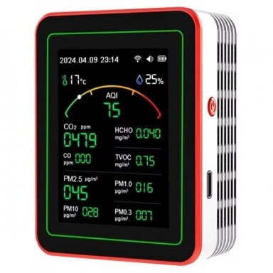 Viedais CO2 un gaisa kvalitātes mērītājs | Sensors | balts | 15 vienā | IP40 | Wi-Fi | Tuya Viedais CO2 un gaisa kvalitātes mērītājs | Sensors | balts | 15 vienā | IP40 | Wi-Fi | Tuya