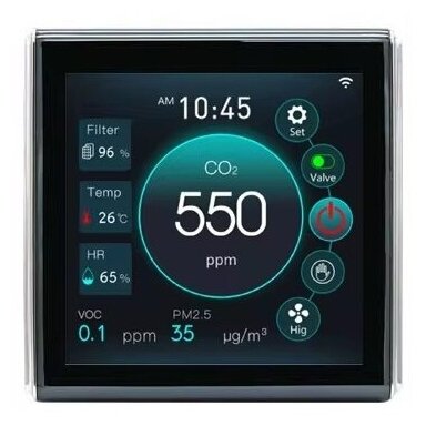Nutikas ventilaatori kontroller CO2 ja õhukvaliteedi anduriga | EC 0-10V | must | Wi-Fi | Tuya Nutikas ventilaatori kontroller CO2 ja õhukvaliteedi anduriga | EC 0-10V | must | Wi-Fi | Tuya