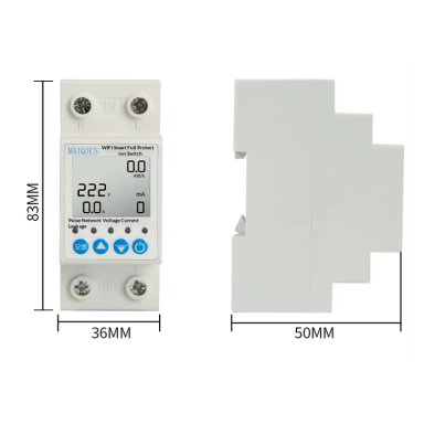 Smart WiFi automatic circuit breaker with energy metering and leakage protection | 2P | 63A | TUYA / Smart Life | DIN rail mounting Smart WiFi automatic circuit breaker with energy metering and leakage protection | 2P | 63A | TUYA / Smart Life | DIN rail mounting