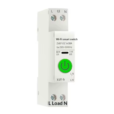 Smart WiFi automatic circuit breaker with energy metering | 1P | 50A | Tuya Smart APP | DIN rail mounting Smart WiFi automatic circuit breaker with energy metering | 1P | 50A | Tuya Smart APP | DIN rail mounting