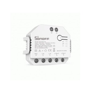 Viedais attālinātais slēdzis | 2 kanāli | 15A | 3300W | 100-240V | Wi-Fi | SONOFF | DualR3 Lite | 6920075776966 Viedais attālinātais slēdzis | 2 kanāli | 15A | 3300W | 100-240V | Wi-Fi | SONOFF | DualR3 Lite | 6920075776966
