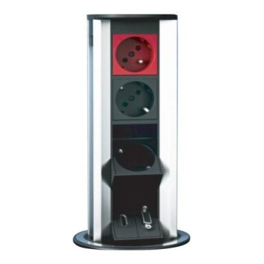 Pop-up socket box | for furniture installation | 8 modules | 330x100mm | grey Pop-up socket box | for furniture installation | 8 modules | 330x100mm | grey