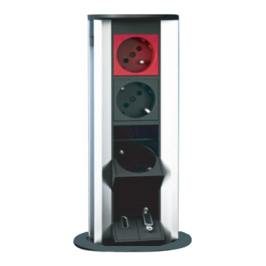 Pop-up socket box | for furniture installation | 8 modules | 330x100mm | black Pop-up socket box | for furniture installation | 8 modules | 330x100mm | black