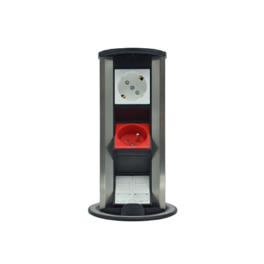 Pop-up socket box | for furniture installation | 6 modules | 280x100mm | grey Pop-up socket box | for furniture installation | 6 modules | 280x100mm | grey