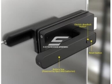 Išmani durų spyna stiklinėms durims su MIFARE kortelių skaitytuvo | piršto antspaudo | PIN kodo | programėlės atrakinimu | 196x63mm | juoda 3