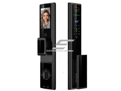 Išmani durų spyna su veido ir delno atpažinimu | pirštų antspaudų | IC kortelių skaitytuvu | 420x79x32mm | juoda | TUYA | Wi-Fi | IP66