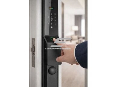 Išmani durų spyna su veido ir delno atpažinimu | pirštų antspaudų | IC kortelių skaitytuvu | 420x75x32mm | juoda | TUYA | Wi-Fi | IP66 2