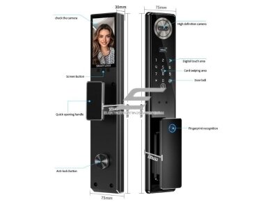 Išmani durų spyna su veido ir delno atpažinimu | pirštų antspaudų | IC kortelių skaitytuvu | 420x75x30mm | juoda | TUYA | Wi-Fi | IP66 2 Išmani durų spyna su veido ir delno atpažinimu | pirštų antspaudų | IC kortelių skaitytuvu | 420x75x30mm | juoda | TUYA | Wi-Fi | IP66 2