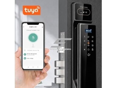 Išmani durų spyna su veido ir delno atpažinimu | pirštų antspaudų | IC kortelių skaitytuvu | 418x74x30mm | juoda | TUYA | Wi-Fi | IP66 2 Išmani durų spyna su veido ir delno atpažinimu | pirštų antspaudų | IC kortelių skaitytuvu | 418x74x30mm | juoda | TUYA | Wi-Fi | IP66 2