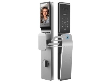 Išmani durų spyna su veido ir delno atpažinimu | pirštų antspaudų | IC kortelių skaitytuvu | 430x74x37mm | sidabrinė | TUYA | Wi-Fi | IP66 Išmani durų spyna su veido ir delno atpažinimu | pirštų antspaudų | IC kortelių skaitytuvu | 430x74x37mm | sidabrinė | TUYA | Wi-Fi | IP66