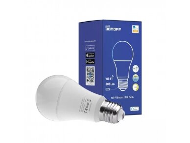 Išmani LED RGBCW lemputė | E27 | 9W | 230V | 2700K-6500K | 806lm | Wi-Fi | SONOFF | B02-BL-A60 | 6920075777161 Išmani LED RGBCW lemputė | E27 | 9W | 230V | 2700K-6500K | 806lm | Wi-Fi | SONOFF | B02-BL-A60 | 6920075777161