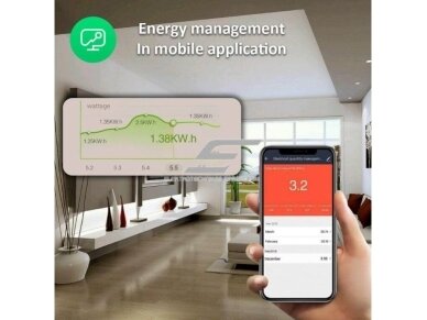 Išmani Wi-Fi rozetė | kištukinis lizdas | 1xSchuko | 3450W | 15A | su elektros energijos apskaita | IP20 | baltas | 4vnt. | NOUS-A1 | 5907772033098 1