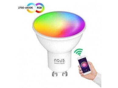 Išmani LED RGB lemputė | GU10 | 4,5W | 200-230V | 2700K-6500K | 350lm | Wi-Fi | NOUS-P8 | 5907772033906 Išmani LED RGB lemputė | GU10 | 4,5W | 200-230V | 2700K-6500K | 350lm | Wi-Fi | NOUS-P8 | 5907772033906