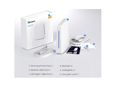 Išmani namų centralė | 2.4GHz | 110-230V | 4GB | 135x120x41mm | balta | Bluetooth | Wi-Fi | ZigBee | Sonoff | iHost | RV1126 2