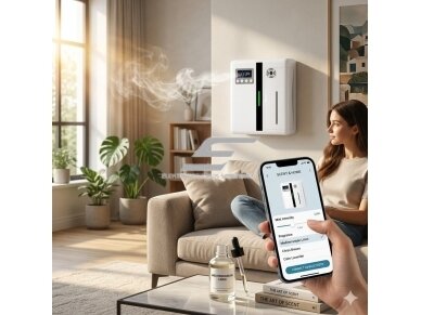 Išmanus kvapų difuzorius su Bluetooth | 200 ml | 185x85x225mm | sieninis / pastatomas | tylus | EU | 230 V | namams | biurams | viešbučiams | juodas 3 Išmanus kvapų difuzorius su Bluetooth | 200 ml | 185x85x225mm | sieninis / pastatomas | tylus | EU | 230 V | namams | biurams | viešbučiams | juodas 3