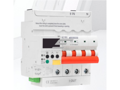 Išmanus automatinis jungiklis | 4P | 32 A | C | 6 kA | 400 V AC | WiFi Tuya + RS485 | energijos matavimas | nuotėkio apsauga | GEYA GYRC-ZN01