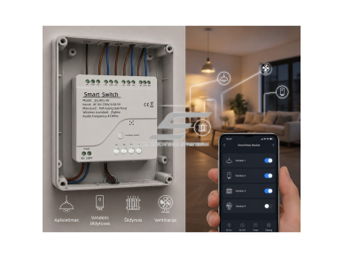 Išmanus WiFi relių modulis | 4 kanalų | 230V | Tuya Smart Life | RF pultelio valdymas | 10A | 2200W | automatiniam elektros įrenginių valdymui 3