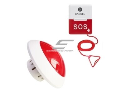 Išmanus | belaidis | pagalbos iškvietimo sistema SOS | neįgaliems | mygtukas ir signalinis imtuvas | 433.92MHz | raudonas | IP55