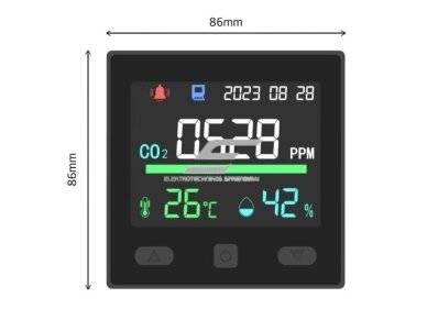 Skaitmeninis | išmanus CO2 | temperatūros | drėgmės | oro kokybės matuoklis | jutiklis | 12VDC | 0-5000PPM | -20...+60°C | 5...95%RH | juodas | potinkinis | RS485 | IoT | Tuya 1 Skaitmeninis | išmanus CO2 | temperatūros | drėgmės | oro kokybės matuoklis | jutiklis | 12VDC | 0-5000PPM | -20...+60°C | 5...95%RH | juodas | potinkinis | RS485 | IoT | Tuya 1