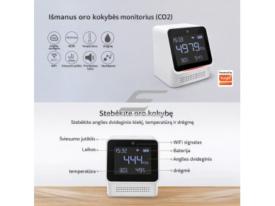 Išmanus CO2 matuoklis | su Wi-Fi, temperatūros ir drėgmės matavimu | Tuya Smart | įkraunama baterija + USB Type-C 1 Išmanus CO2 matuoklis | su Wi-Fi, temperatūros ir drėgmės matavimu | Tuya Smart | įkraunama baterija + USB Type-C 1