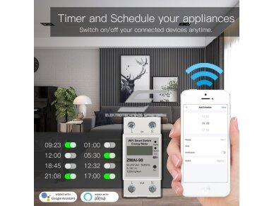 Modulinis | išmanus | skaitmeninis | multifunkcinis elektros energijos skaitiklis | 1F | 60A | 90-250VAC | Wi-Fi | TUYA | Smart Life | DIN | MOES | WCB-ZM-WM 3