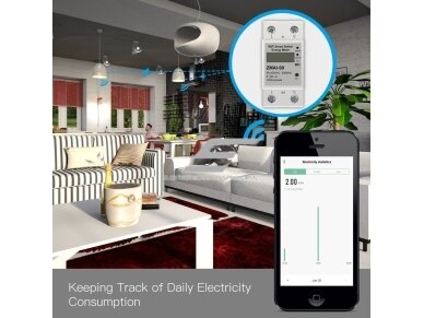 Modulinis | išmanus | skaitmeninis | multifunkcinis elektros energijos skaitiklis | 1F | 60A | 90-250VAC | Wi-Fi | TUYA | Smart Life | DIN | MOES | WCB-ZM-WM 4
