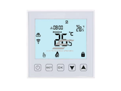 Išmanus grindinio šildymo termostatas | WiFi | Tuya / Smart Life | 16A | 90–230V | NTC jutiklis | savaitinis programavimas | Alexa / Google Assistant | baltas