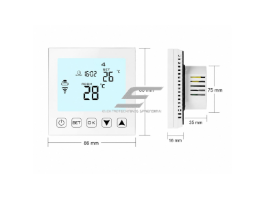 Išmanus grindinio šildymo termostatas | WiFi | Tuya / Smart Life | 16A | 90–230V | NTC jutiklis | savaitinis programavimas | Alexa / Google Assistant | baltas 4