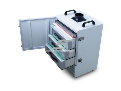 Pramoninis dūmų ištraukėjas | šalinimo įrenginys nuo lazerinės įrangos | 350W | 230V | 430m³/h | 610x400x310mm | HEPA H13 | nuotolinis valdymas | baltas 1