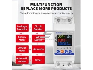 Modulinis | išmanus | skaitmeninis | multifunkcinis elektros energijos skaitiklis | 1F | 0-63A | 0-17kW | 230V | su apsaugos funkcijomis | DIN | Wi-Fi TUYA 1
