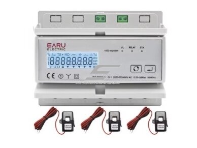Modulinis | išmanus | skaitmeninis | elektros energijos skaitiklis su 3 srovės transformatoriais CT 200A | 3F | 230/380V | DIN | saulės baterijoms | Zigbee