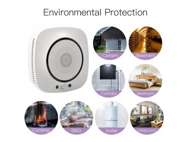 Išmanus smalkių (anglies monoksido CO) jutiklis | daviklis | 1,5W | 110-230VAC | Wi-Fi | Smart Life | TUYA | MOES 3 Išmanus smalkių (anglies monoksido CO) jutiklis | daviklis | 1,5W | 110-230VAC | Wi-Fi | Smart Life | TUYA | MOES 3