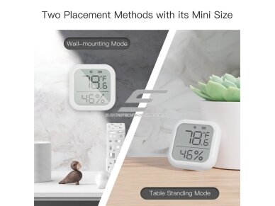 Išmanus | belaidis temperatūros ir drėgmės matuoklis | jutiklis | -10-+50°C | 0-99%RH | 60x6016,7mm | baltas | ZigBee | Smart Life | TUYA | MOES 6
