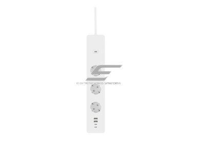 Išmanus Wi-Fi ilgiklis | kištukinis lizdas | 3xSchuko | 2xUSB-A + 2xUSB-C | 3680W | 16A | su elektros energijos apskaita | IP20 | baltas | TUYA  | Smart Life | WOOX | R6132 2