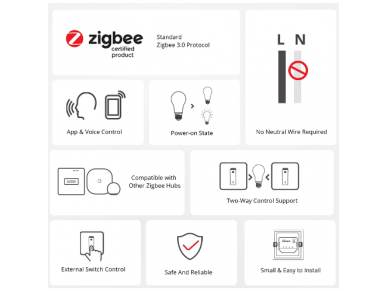 Išmanus nuotolinis jungiklis | 1 kanalo | 6A | 100-240V | Wi-Fi | Zigbee | SONOFF | ZBMINI-L | 6920075777321 2